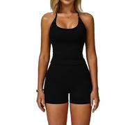 QXDZSW Ensemble de vêtements de yoga 2 pièces pour femme, soutien-gorge de sport, short taille haute, fitness, course à pied, entraînement, vêtements de sport, Advanced Black Set 2, L
