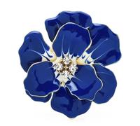 QXDZSW Grande broche fleur en émail rouge bleu pour femme femme strass beauté plantes décontractée broche broche broche, Métal