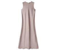 QXDZSW Printemps Été Élégance Satin Robe + Top Tricoté Match Set Maxi Longueur Sol Femme Vêtements, Satin rose brillant, M