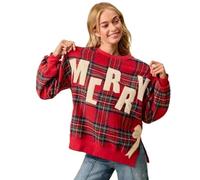 QXDZSW Pull de Noël pour femme avec lettres d'automne et d'hiver - Sweat ample à manches longues - Pull décontracté - Tenues de vacances de Noël, C, L