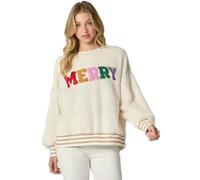 QXDZSW Pull de Noël pour femme avec lettres d'automne et d'hiver - Sweat ample à manches longues - Pull décontracté - Tenues de vacances de Noël, beige, XL