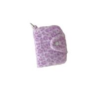 QXDZSW Sac à cartes en peluche avec fermeture éclair Motif léopard Petit portefeuille Étudiant Repas Porte-carte d'identité, violet
