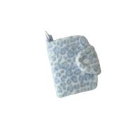 QXDZSW Sac à cartes en peluche avec fermeture éclair Motif léopard Petit portefeuille Étudiant Repas Porte-carte d'identité, bleu