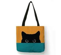 QXDZSW Sac fourre-tout décontracté mignon animal de compagnie imprimé patte de chat noir sac à main femme sac à main dames éco-réutilisable sacs de courses sacs d'épicerie, Motif 9, Size L 40x40 CM