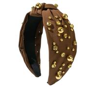 QXDZSW Simple Gold Beads Beads Diamond Knoted Headband Tempérament Polyvalent Accessoires Cheveux