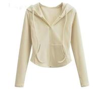 QXDZSW Slim Fit ort Svel Hoodie Cardigan Femme Faion SLE Long Sve Automne Hiver Casual Top, Couleur d'abricot au lait, M