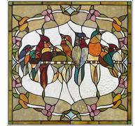 qxdzzj Film pour fenêtre, Film pour vitrail, Motif Art déco personnalisé, Autocollant Statique à Motif d'oiseaux, Feuille de décoration intérieure, Traitement de fenêtre