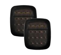 QXEJEBAF Feux arrières 2 pièces pour Jeep pour Wrangler YJ TJ CJ 16 LED feux arrière universels feux de freinage feux de recul Feux Arrières Auto(Smoked Shell,With Turn Signal)
