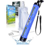 Qxer-Baytiz ® Paille Filtrante De Survie + Gourde Souple Materiel Militaire Kit Voyage Filtre Eau Mini Pompe Randonnée Ration De Combat Robinet Purificateur Sac Charbon Camping Bouteille Poche Comp