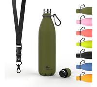 Qxer-- Bouteille D'eau En Acier Inoxydable Thermos Isotherme 750ml Sans Bpa Etanche Idéale Pour Le Sport, Le Bureau, La Randonnée Vert Militaire 750 Ml