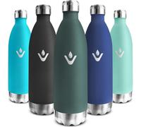 Qxer-Gourde Isotherme 1l, 24h Froid & 12h Chaud, Gourde Inox Enfant, Réutilisable, Thermos Isotherme, Sans Bpa, Bouteille D'eau, Pour Randonnée, Sport, Fitness, Gym, Vert Militaire