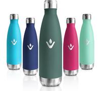 Qxer-Gourde Isotherme, 500ml, Gourde Inox Enfant, 24h Froid & 12h Chaud, Thermos Isotherme, Sans Bpa, Réutilisable, Bouteille D'eau, Pour Randonnée, Sport, Fitness, Gym, Vert Militaire