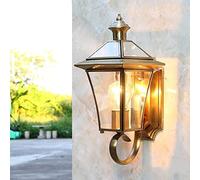 QXGJTLI Applique murale rétro en laiton IP65 étanche nordique en cuivre, applique murale d'extérieur, décoration de jardin, balcon, porche, porte d'entrée, lumière murale LED extérieure