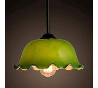 QXGJTLI Lampe à suspension E27, banquier antique traditionnel nostalgique dentelle verte vague tête unique lampe à suspension en verre vert, salon créatif café bar décoration lustre luminaire