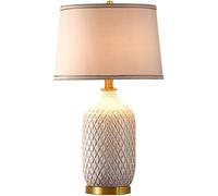 QXGJTLI Lampes de Table en céramique américaines Antiques, Abat-Jour en Tissu, Base en Laiton doré, Chambre à Coucher, Salon, Bureau à Domicile, Table de Chevet, décoration Lumineuse