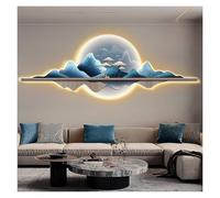 Qxgylz Décoration Murale 3D avec Éclairage LED, Peinture Suspendue Art Moderne, Paysage Créatif, Murale Illuminée avec Montagne Et Cerf for Salon(Blue4,120cm/47.2in)