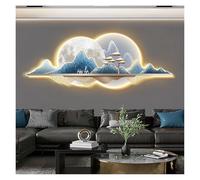 Qxgylz Décoration Murale 3D avec Éclairage LED, Peinture Suspendue Art Moderne, Paysage Créatif, Murale Illuminée avec Montagne Et Cerf for Salon(Blue3,100cm/39.4in)