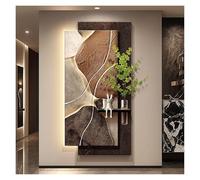 Qxgylz Décoration Murale 3D avec LED, Peinture Créative en Grès avec Vase Et Plante Artificielle, Lumière LED Et Sculpture Murale Illuminée, pour Couloir Et Étude(C,80x40cm/31.5x15.7in)