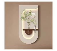 Qxgylz Décoration Murale en Grès avec Lumière LED, Sculptures Murales De Paysage, Peinture 3D avec Vase en Verre Et Fausses Plantes, Salon Chambre Bureau(D,140x70cm/55.1x27.6in)