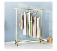 Qxgylz Portant À Vêtements sur roulettes, Robuste en Métal avec Support, Porte-Manteau en Acier 1 Barre, pour À Chaussures, Cintres Chemises, Pantalons(Gold,100x135x40cm)