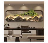 Qxgylz Sculpture Murale 3D, Murale Design Moderne avec LED, Art Mural À Suspendre, Sculptures Créatives De Paysage, Peintures De Montagne Et d'eau, pour Salon, Chambre, Couloir(Brown-C,150cm/59.1in)
