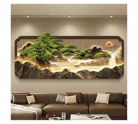 Qxgylz Sculpture Murale 3D, Murale Design Moderne avec LED, Art Mural À Suspendre, Sculptures Créatives De Paysage, Peintures De Montagne Et d'eau, pour Salon, Chambre, Couloir(Brown-A,150cm/59.1in)