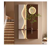 Qxgylz Sculptures Murales en Grès Créatives De Paysage, Décoration Murale 3D avec LED, Peinture Créative en Grès avec Vase Et Plante Artificielle, pour Salon Chambre Bureau(B,130x70cm/51.2x27.6in)