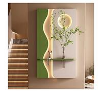 Qxgylz Sculptures Murales en Grès Créatives De Paysage, Décoration Murale 3D avec LED, Peinture Créative en Grès avec Vase Et Plante Artificielle, pour Salon Chambre Bureau(C,110x60cm/43.3x23.6in)