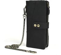 QXHSSM Portefeuille de Voyage rétro en Cuir véritable for Homme, Protection RFID et Fermeture à chaînette de sécurité(Black)