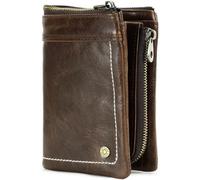 QXHSSM Portefeuille Homme en Cuir véritable, Petit modèle à Double volet, Protection RFID, Style Vintage, Fermeture éclair, Porte-Monnaie Amovible, Porte-Cartes, fenêtre Photo