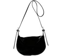 QXHSSM Sac hobo en daim marron, pochette bordeaux style dumpling, bandoulière en croissant 2025(Black)