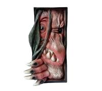 Qxiao Bibliothèque Monstre Serre-livres Halloween Peeping on The Bookshelf Monster Horror Human Face Stand Creative Réaliste Frankenstein Monster Booknook Statue Study Decoration