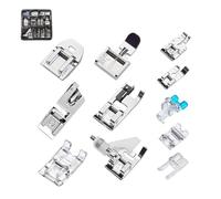 Qxiao Lot de 11 pieds biche universels pour machine à coudre - Kit de pieds de biche multifonctions pour ourlet - Accessoires pour tige basse Brother Singer Babylock Janome Toyota