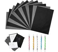 QXLXS 200 Feuilles Papier de Copie Carbone, Papier Carbone Noir Réutilisable, Feuilles de Transfert Carbone A4, pour Dessin, Transfert sur Papier et Bois avec 5 Stylets À Embosser