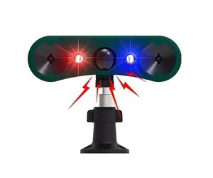 QXMH Alarme de capteur de Mouvement Solaire extérieur, détecteur d’Alarme à Induction à lumière stroboscopique Infrarouge 129dB Avertissement sonore et Flash, Alarme de sécurité à ultrasons