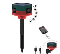 QXMH Alarme de détecteur de Mouvement Solaire extérieur : aboiements de Chien et Bruit de Coup de feu, 129 DB de Puissance, Prise en Charge de l'enregistrement, 13 Types de Son