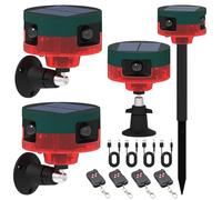 QXMH Alarme de détecteur de Mouvement Solaire extérieur - Alarme de détecteur de Mouvement 360 ° améliorée, sirène puissante de 129 DB, 13 Types de Son, Prise en Charge de l'enregistrement (4 Pack)