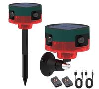 QXMH Alarme de détecteur de Mouvement Solaire extérieur - Alarme de détecteur de Mouvement 360 ° améliorée, sirène puissante de 129 DB, 13 Types de Son, Prise en Charge de l'enregistrement (2 Pack)