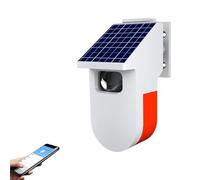 QXMH Alarme Solaire avec détecteur de Mouvement extérieur : lumière stroboscopique Solaire avec sirène à détecteur de Mouvement, Son de 100 DB et Notifications d'application