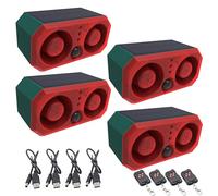 QXMH capteur de Mouvement extérieur Solaire Alarme-détecteur de Mouvement Alarme, aboiement de Chien et Coup de feu, bruiteur Fort 2 * 129dB, Enregistrement de Support (4 Pack)