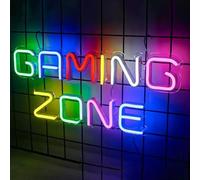 QXMH Game Zone - Panneau LED néon : grande plaque néon - Avec alimentation USB - Pour salle de jeux, jeux - Cadeau pour adolescents, hommes, enfants (aire de jeux)