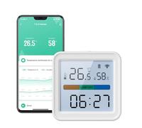 QXMH Hygromètre de thermomètre WiFi intelligent, rétroéclairage numérique de contrôle de l’application de température et d’humidité Tuya, monitrice de température sans fil compatible Alexa(1 Pack)