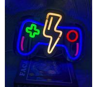 QXMH Panneau néon Gamer LED Gaming - Panneau USB/interrupteur - Décoration graphique - Décoration néon - Lampe pour gamer streamer, adolescent, garçon, chambre d'enfant (manette de jeu lumineuse)