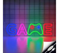 QXMH Signes néon à LED à intensité variable Décorations murales : lumières LED en forme de manette de jeu néon, lumières de jeu alimentées par USB pour jeux Sala & Prezente Arcade rétro ba Adolesente
