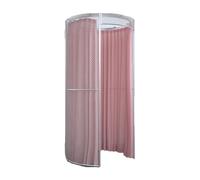 Qxmiguel Cabine essayage Cabine d'essayage Simple Compatible with Magasin de vêtements, Dressing Rond en Fer forgé, vestiaire Mobile au Sol, Protection de la Vie privée Salle d'essayage(Roze,Silver)