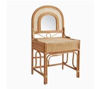 Qxmiguel Coiffeuse en rotin avec Miroir, en rotin véritable Naturel, idéale for Un séjour chez l'habitant, Un hôtel ou Un Dressing.(54 * 45 * 100cm)