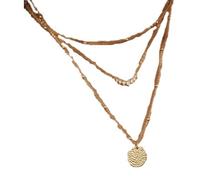 Qxmiguel Collier à trois rangs tendance Compatible with femme, pendentif simple en forme de cercle torsadé, idéal comme cadeau de bijoux Compatible with femme, or/argent(Style4)