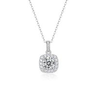 Qxmiguel Collier avec pendentif en pierre unique en argent 925 et moissanite, chaîne de clavicule de tempérament de niche, idéal Compatible with les femmes, cadeau(Square necklace)
