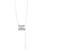 Qxmiguel Collier pendentif rond classique en cuivre blanc et zircon, design unique à petite taille, idéal for des cadeaux uniques for femmes(Silver)