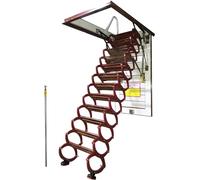 Qxmiguel Escalier Mezzanine Échelle Pliante pour Grenier, échelle Murale pour Grenier, échelle en Acier allié de 9,8 Pieds, échelle de Plafond, échelle télescopique escamotable Échelle